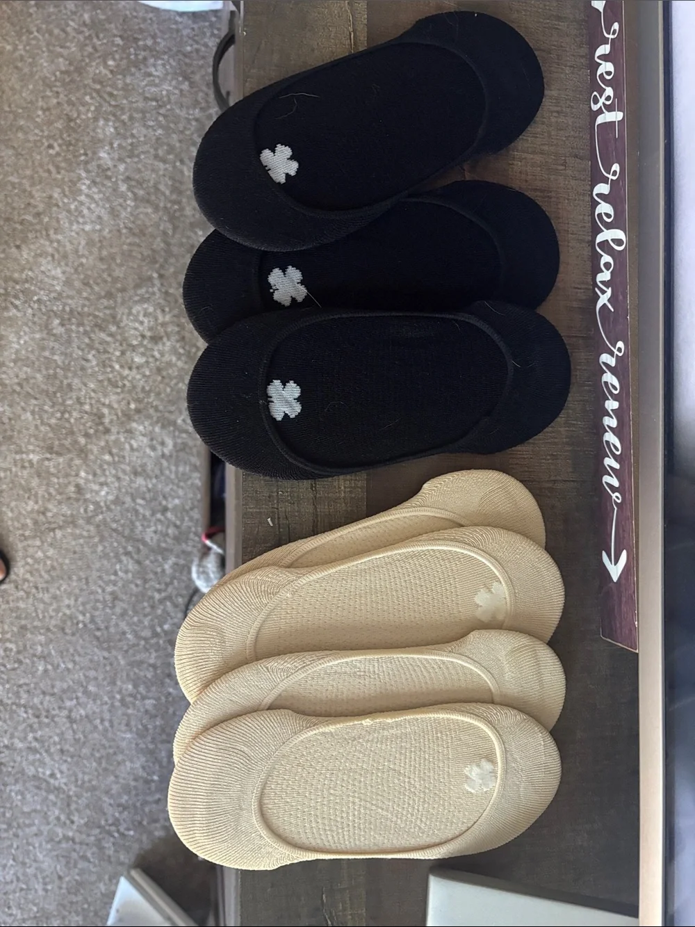 Lucky Brand No-Show Liner Socks — Black and Beige (2 Pairs)